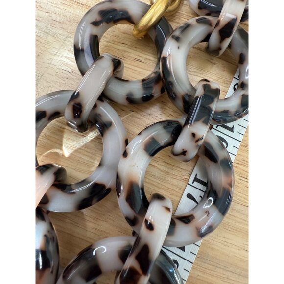 J. Crew Tortoiseshell Link Statement Necklace W/ Gold-Tone Chain 21-In - Picture 8 of 9